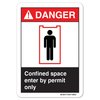 Signmission ANSI Danger Sign, Confined Space Enter By Permit Only, 14in X 10in Decal, 14" W, 10" H, Landscape OS-DS-D-1014-L-19817